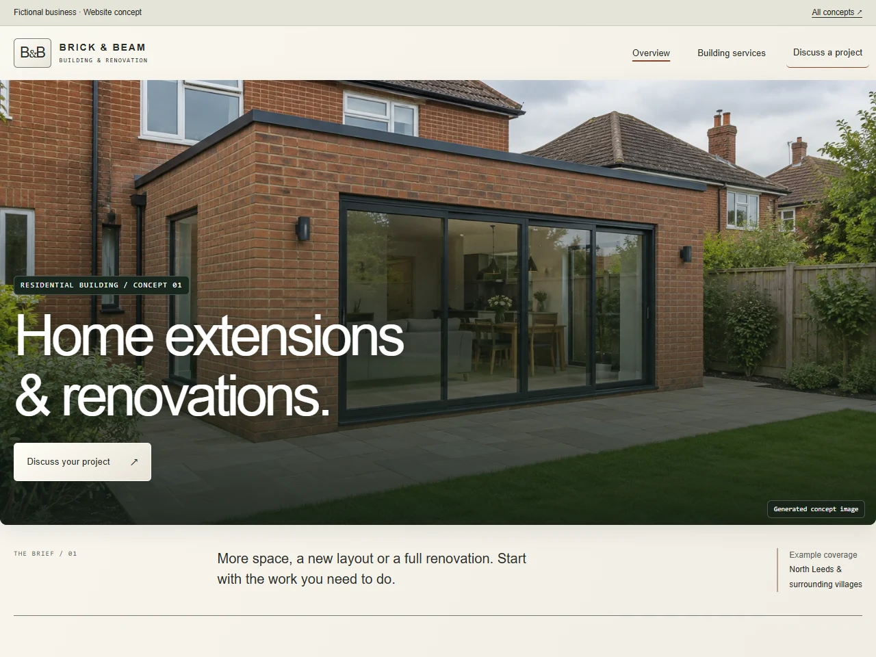 Brick & Beam website layout